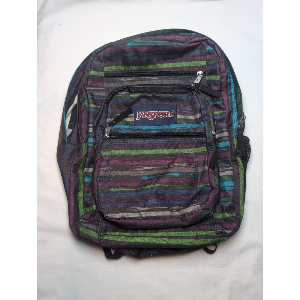 Jansport TDN7 Student Backpack Bookbag Multi Color Stripes 17"x14"